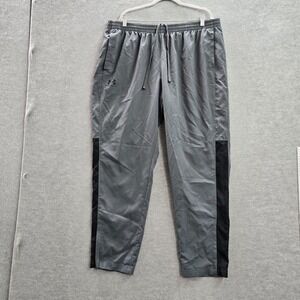 Under Armour Men Activewear Track Pants 2XL Gray Windbreaker Loose Mesh Ripstop